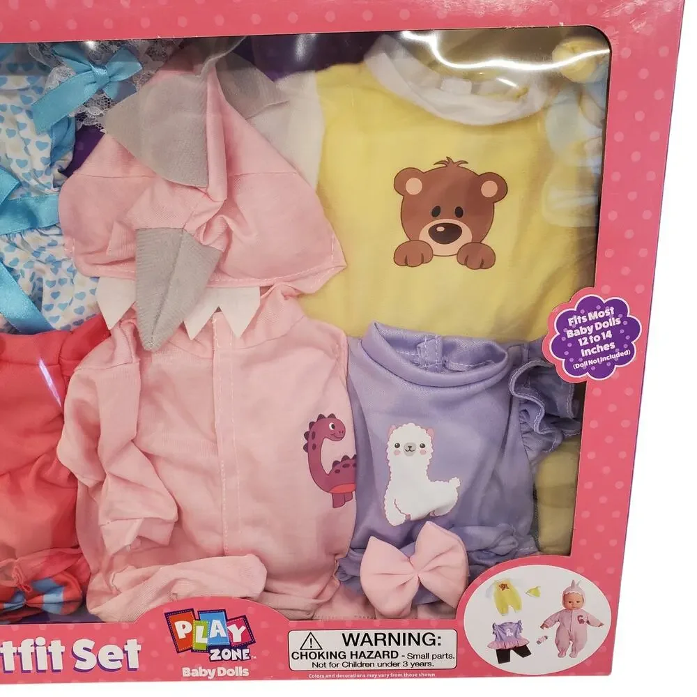 Play Zone Baby Doll Clothes 11 Piece Outfit Set NEW